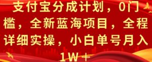 支付宝分成计划，0门槛，全新蓝海项目，全程详细实操，小白单号月入1W+-魅姬资源宝藏网